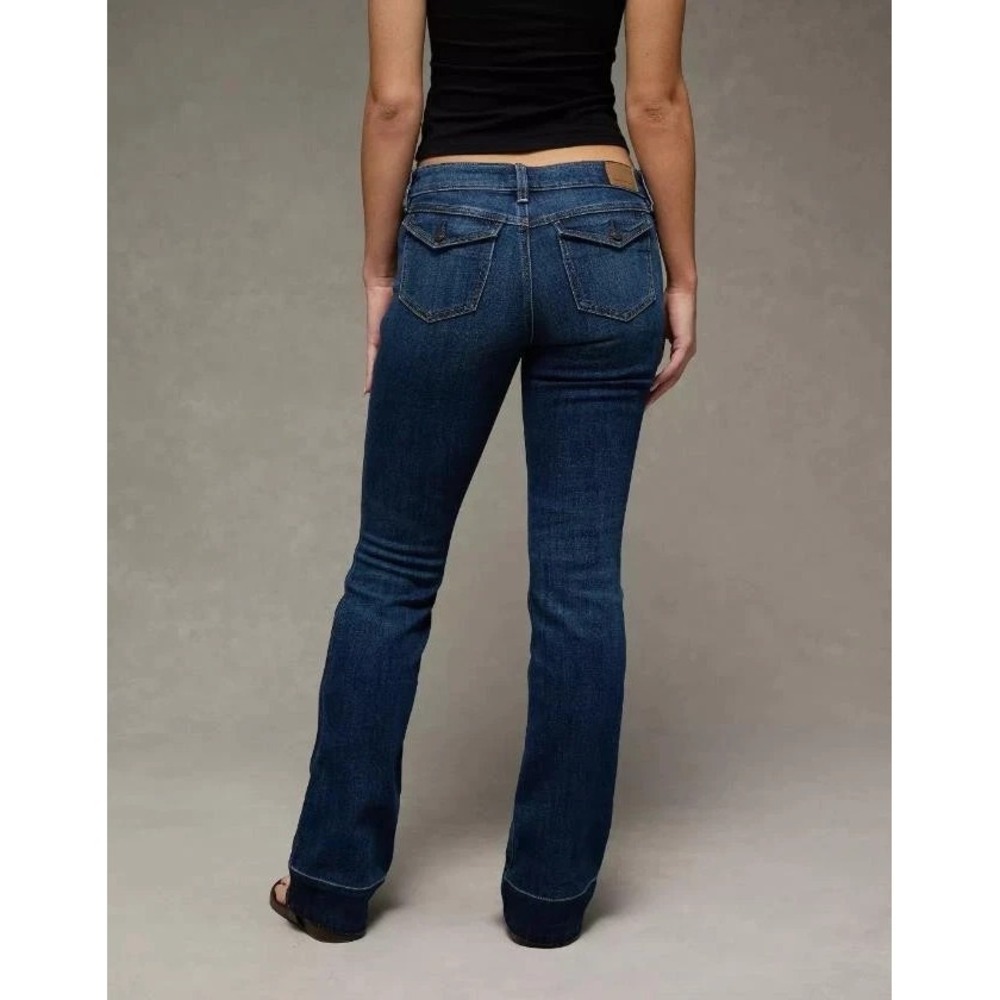 American Eagle Super Low Rise Kick Boot Jeans Womens 4 Stretch Dark Wash Y2K 90s